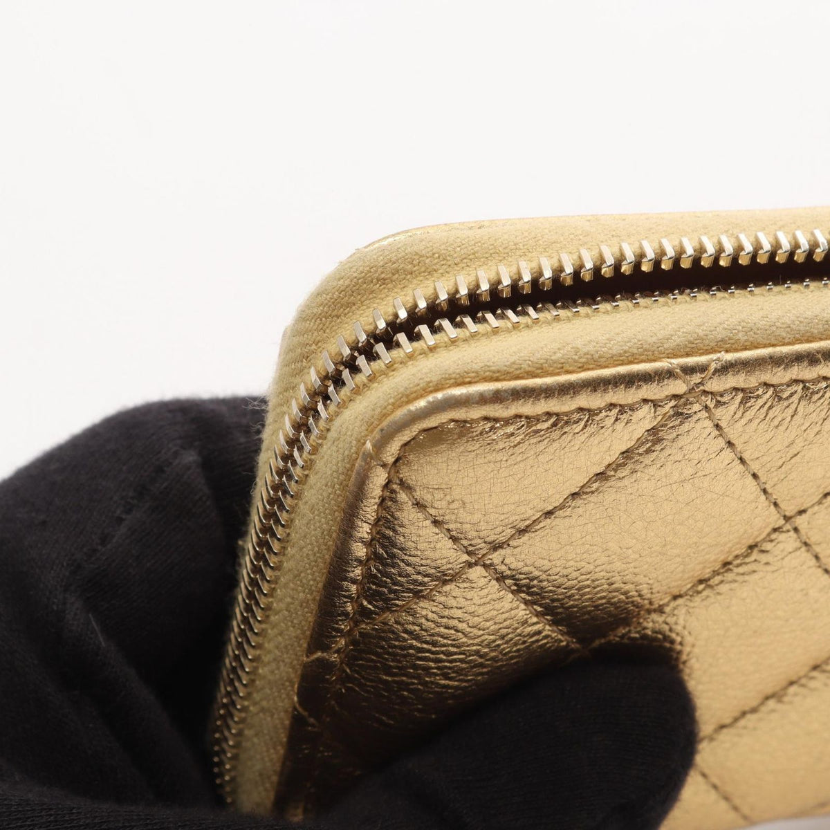 Chanel Coin Purse Quilted Gold Caviar Leather — view 8