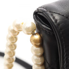 Chanel Shoulder Bag Quilted Faux Pearl Black Lambskin — view 8