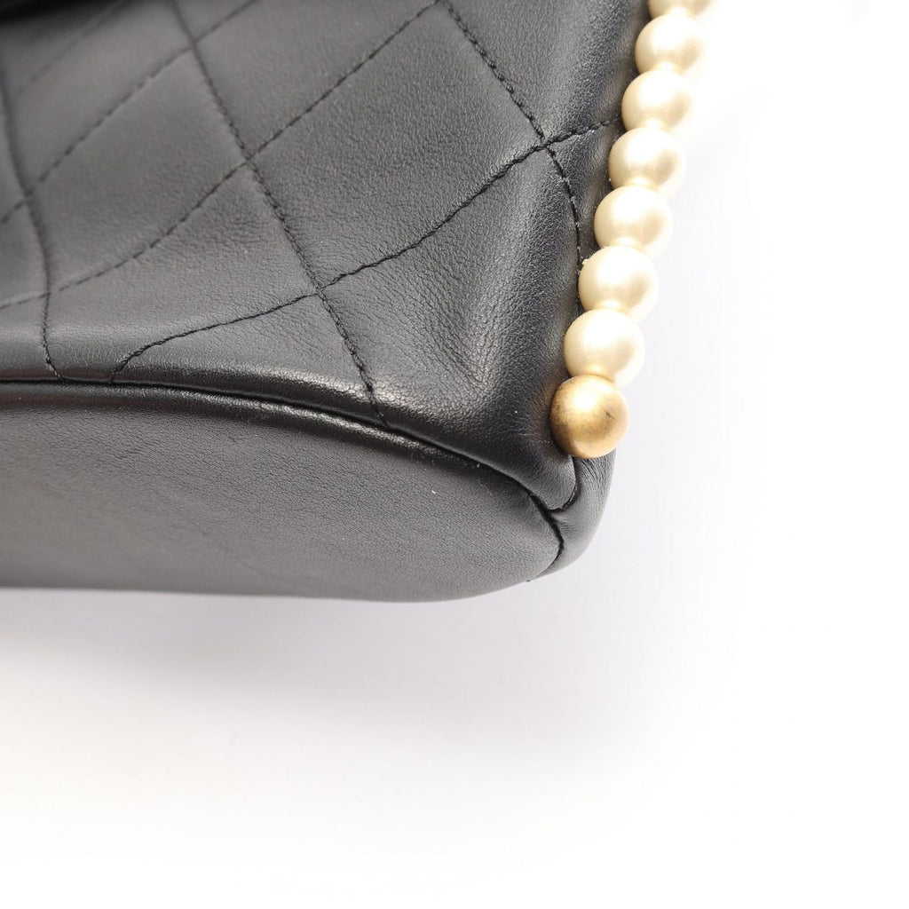 Chanel Shoulder Bag Quilted Faux Pearl Black Lambskin — view 7