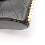 Chanel Shoulder Bag Quilted Faux Pearl Black Lambskin — view 7