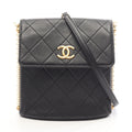 Chanel Shoulder Bag Quilted Faux Pearl Black Lambskin