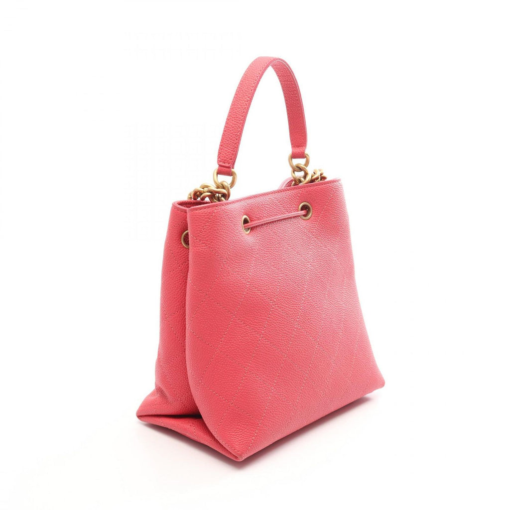 Chanel Shoulder Bag Quilted Bucket 2-Way Pink Caviar Leather Chain — view 2