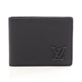 Louis Vuitton Bifold Wallet Portefeuille Multiple LV Aerogram Noir Leather