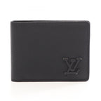 Louis Vuitton Bifold Wallet Portefeuille Multiple LV Aerogram Noir Leather
