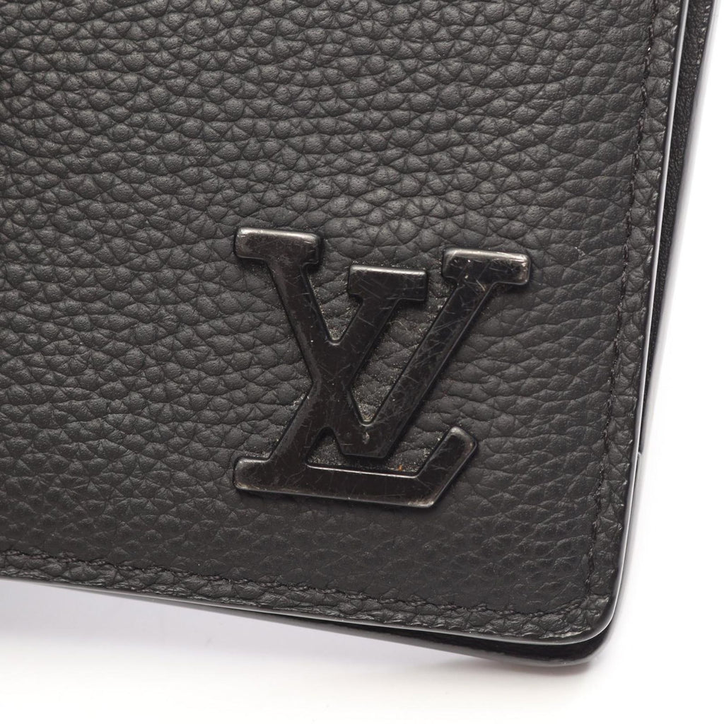 Louis Vuitton Bifold Wallet Portefeuille Multiple LV Aerogram Noir Leather — view 8