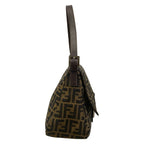 Fendi Shoulder Bag Mamma Bucket Zucca Pattern Brown Dark Black Leather — view 2