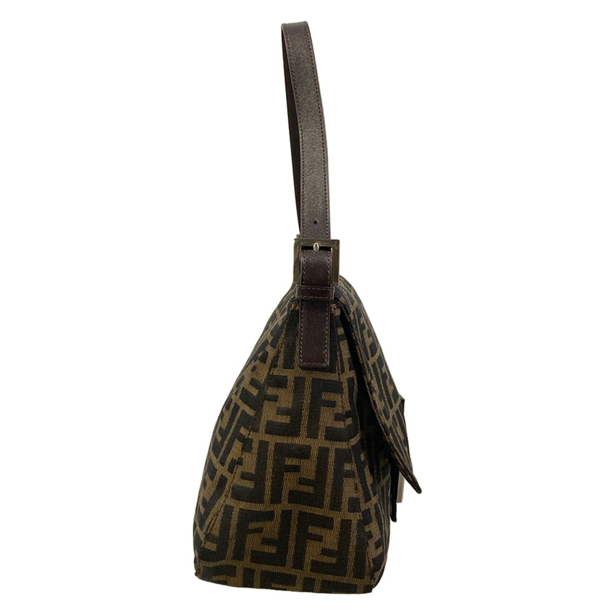 Fendi Shoulder Bag Mamma Bucket Zucca Pattern Brown Dark Black Leather — view 2