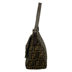 Fendi Shoulder Bag Mamma Bucket Zucca Pattern Brown Dark Black Leather — view 4