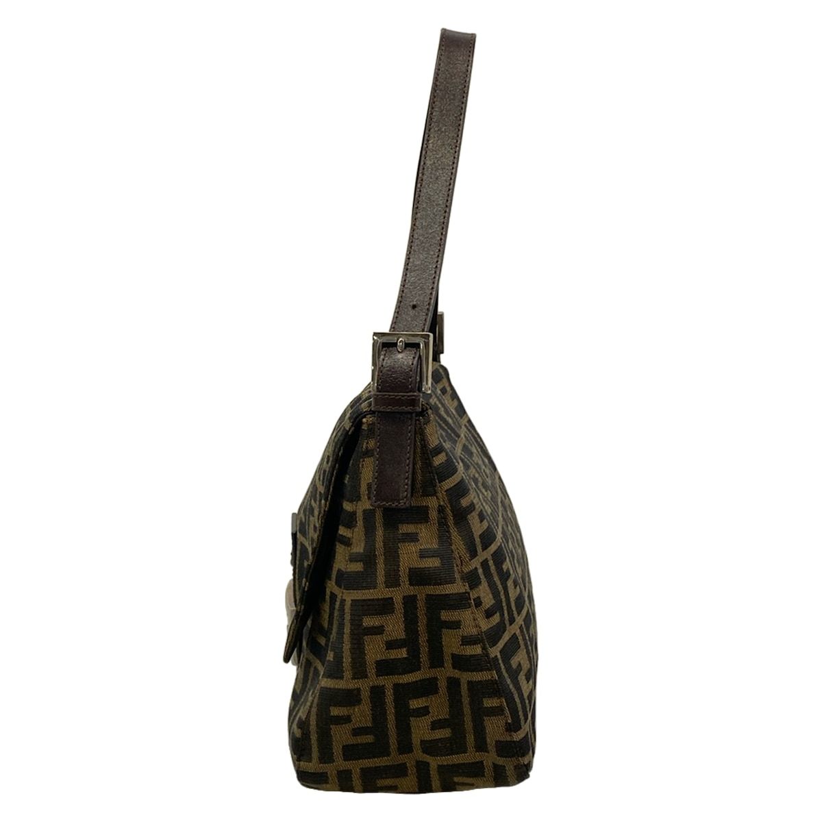 Fendi Shoulder Bag Mamma Bucket Zucca Pattern Brown Dark Black Leather — view 4
