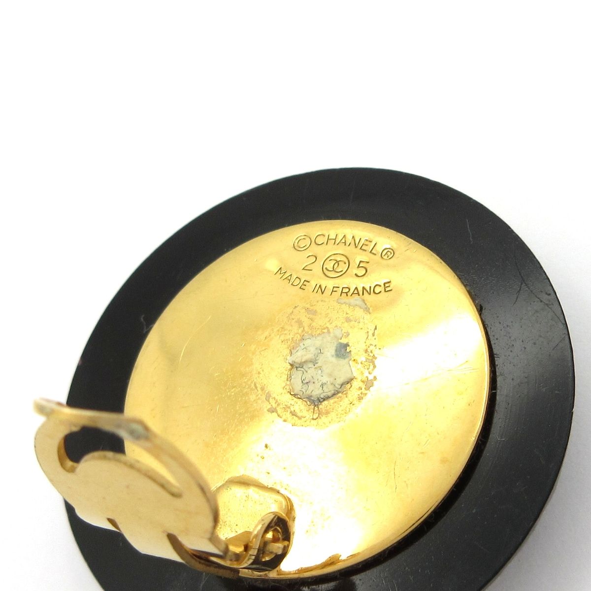 Chanel Earrings 205 Black Gold CC Logo — view 4