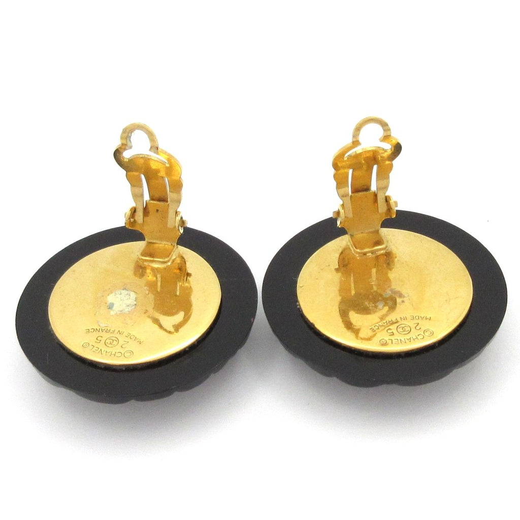 Chanel Earrings 205 Black Gold CC Logo — view 3