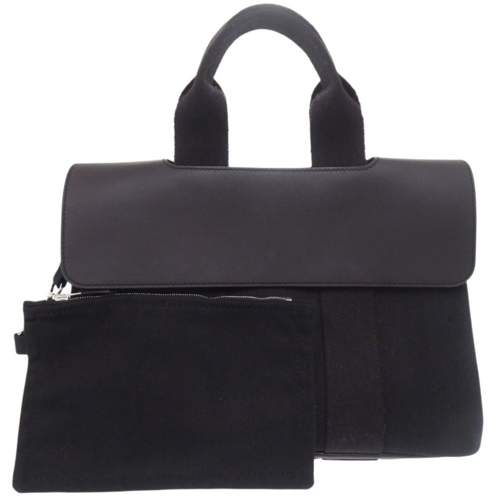 Hermes Valparaiso PM Toile Chevron Leather Black Handbag