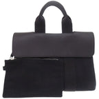 Hermes Valparaiso PM Toile Chevron Leather Black Handbag