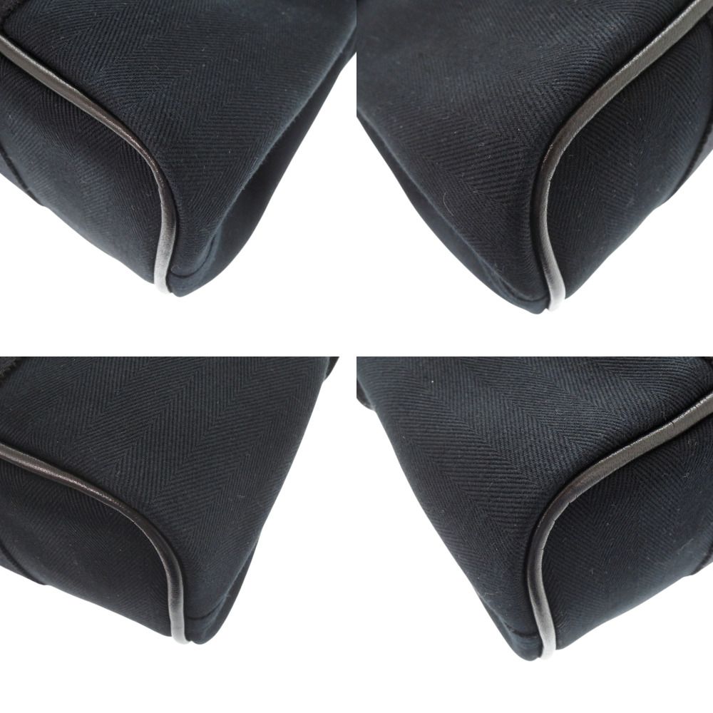 Hermes Valparaiso PM Toile Chevron Leather Black Handbag — view 4