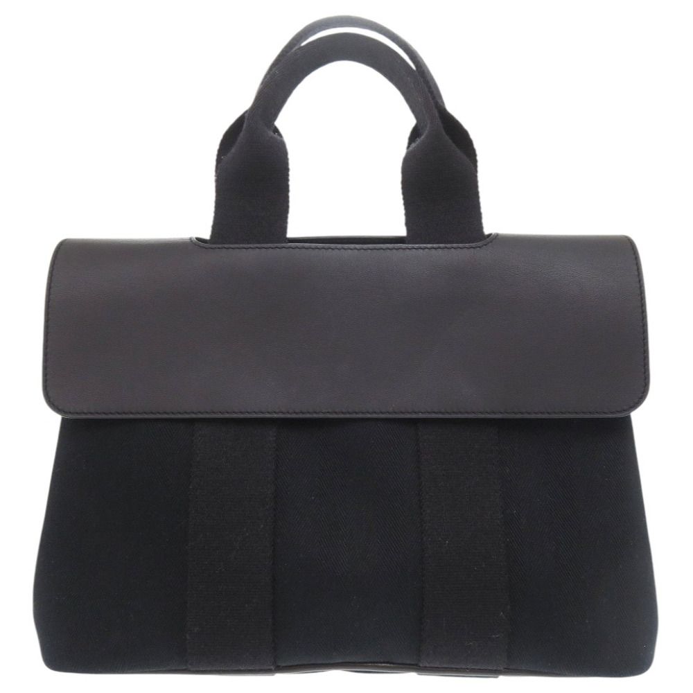 Hermes Valparaiso PM Toile Chevron Leather Black Handbag — view 2
