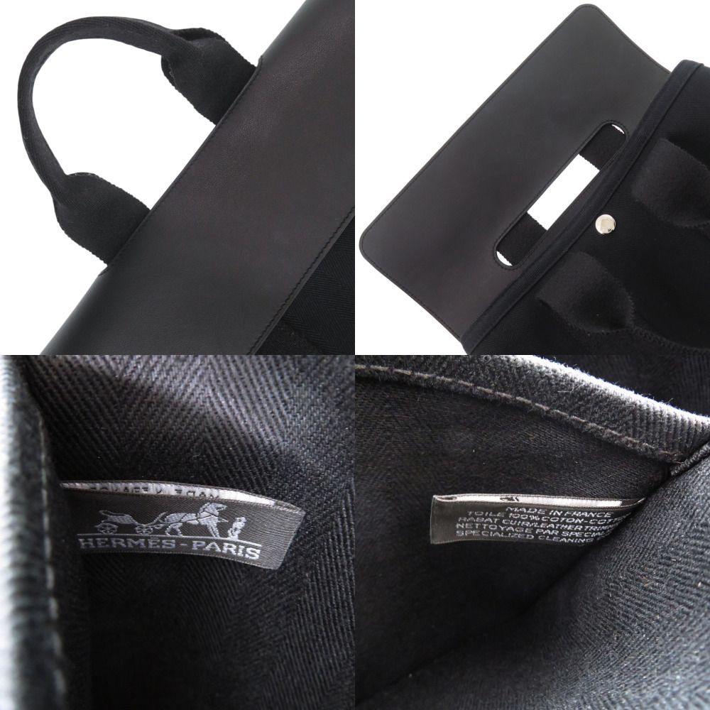 Hermes Valparaiso PM Toile Chevron Leather Black Handbag — view 8