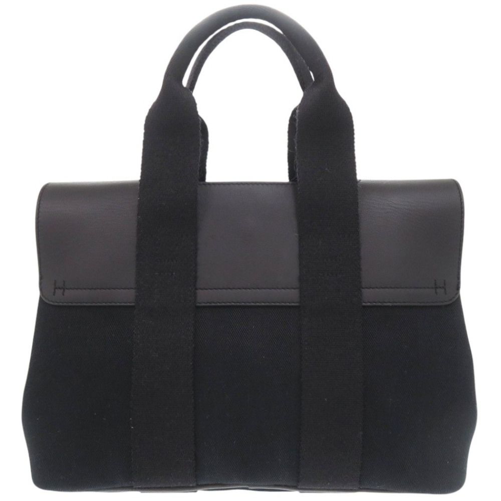Hermes Valparaiso PM Toile Chevron Leather Black Handbag — view 3
