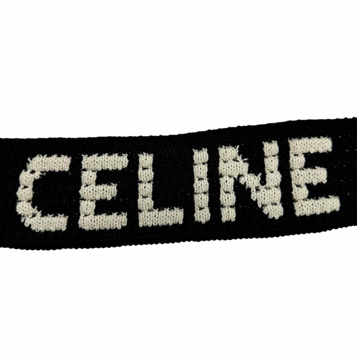 Celine Clochette Logo Strap Knit Shoulder Bag Black White — view 8