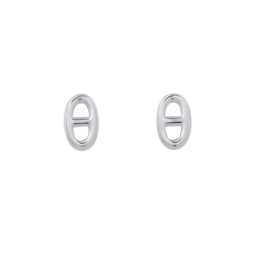 Hermes Earrings Farandole Chaine D'ancre Motif Silver Stud