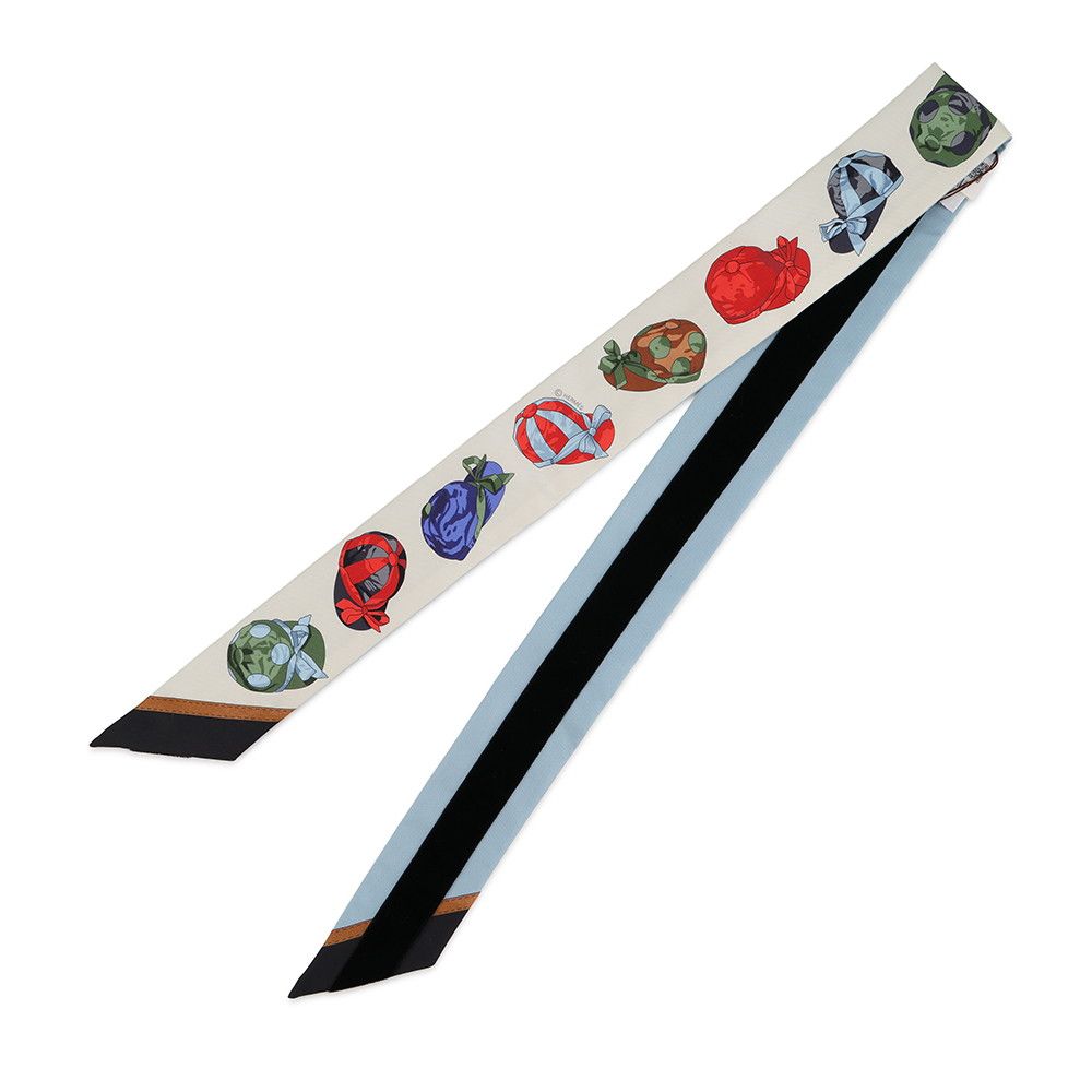 Hermes Scarf Twiron Jockey Velvet Ribbon with Embroidery Fall Winter — view 2