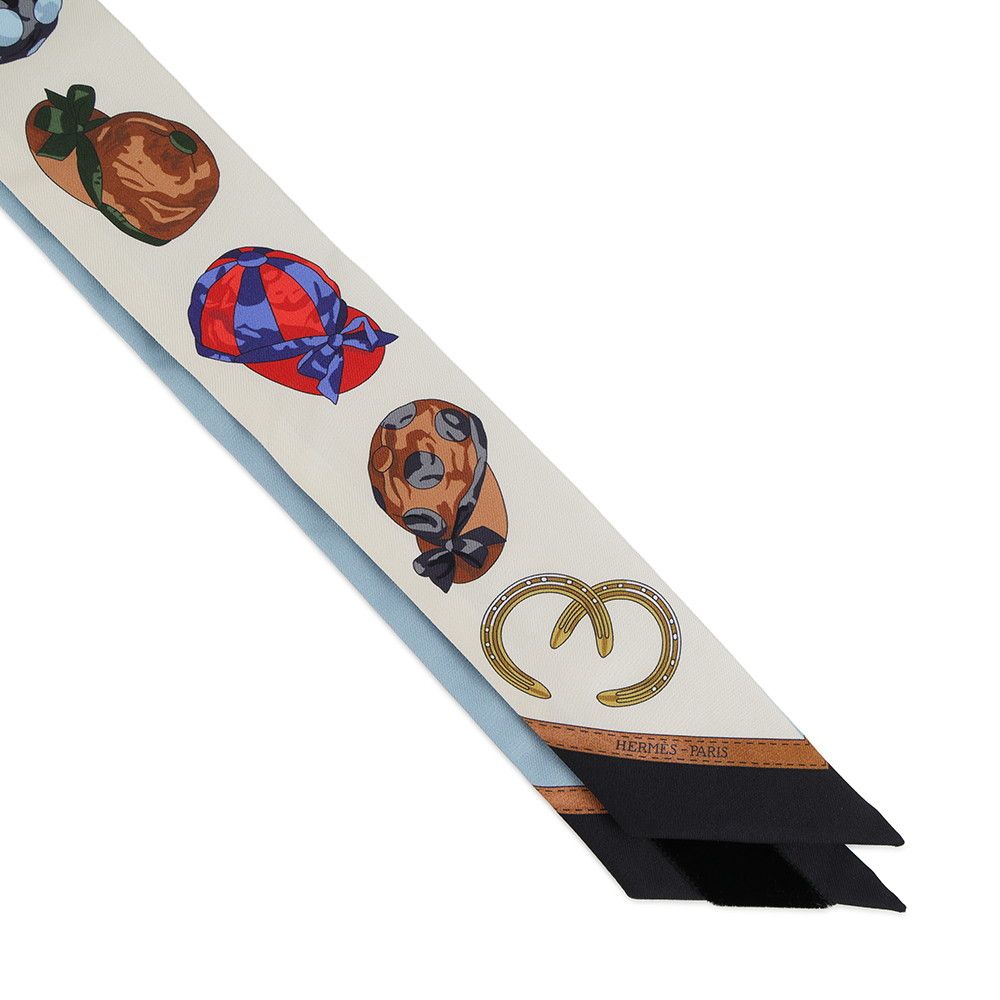 Hermes Scarf Twiron Jockey Velvet Ribbon with Embroidery Fall Winter — view 4