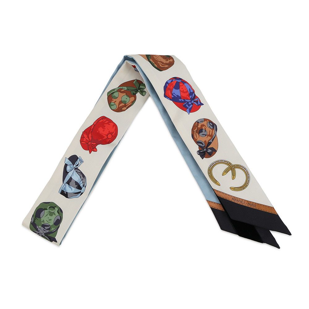 Hermes Scarf Twiron Jockey Velvet Ribbon with Embroidery Fall Winter