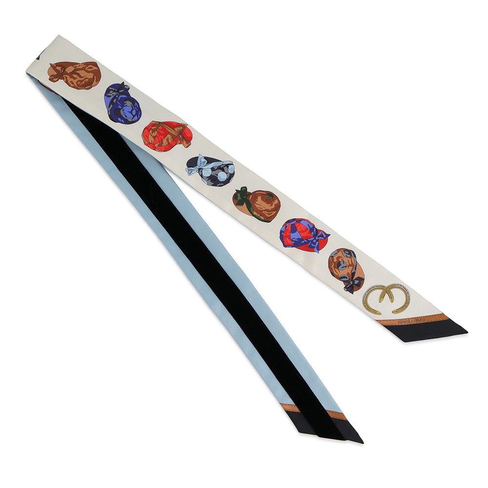 Hermes Scarf Twiron Jockey Velvet Ribbon with Embroidery Fall Winter — view 3