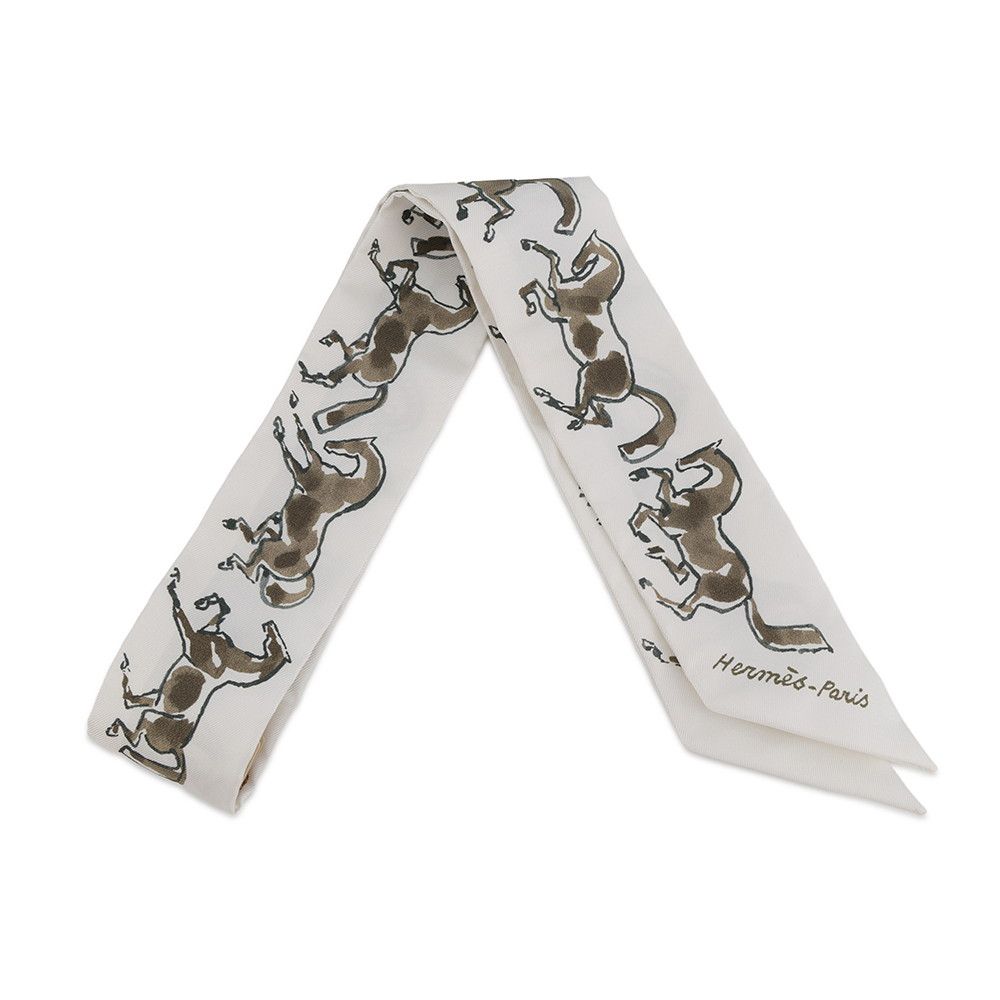 Hermes Scarf Twilly Freedom Horse Chevaux en Liberte Silk Twill