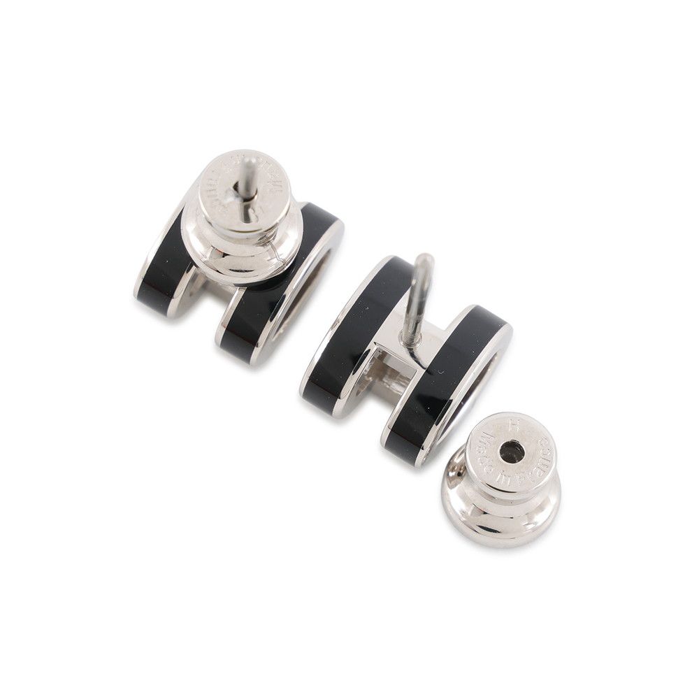 Hermes Earrings Mini Pop H Black Silver — view 3