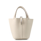 Hermes Handbag Picotin Lock PM Craie Silver Taurillon Clemence