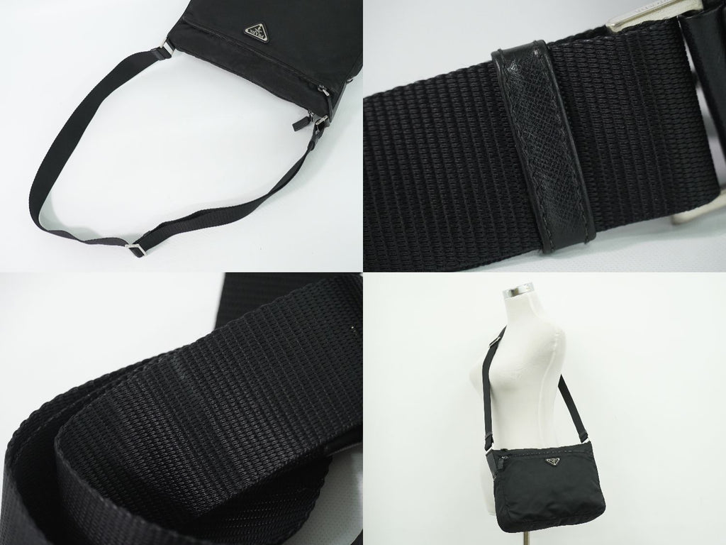 Prada Vela Shoulder Bag Pochette Nylon Black — view 6