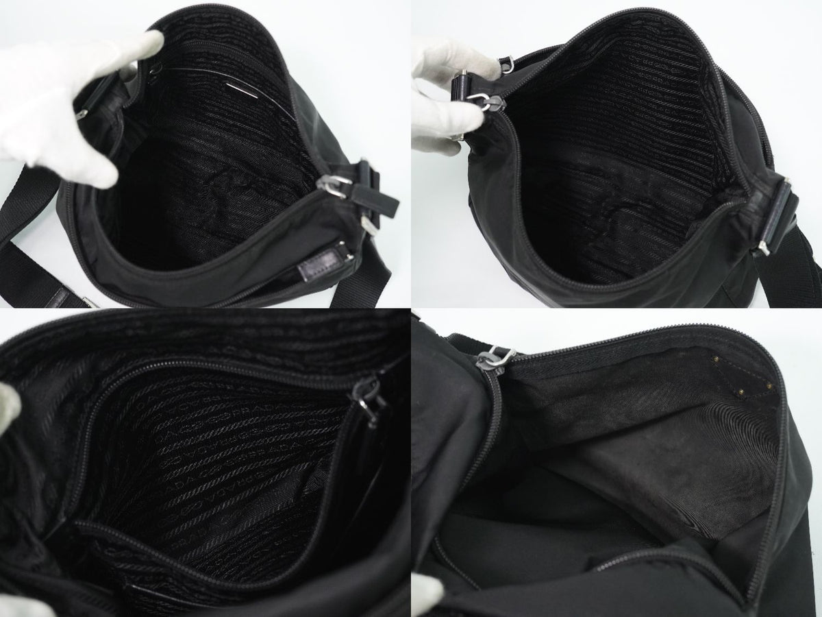Prada Vela Shoulder Bag Pochette Nylon Black — view 8