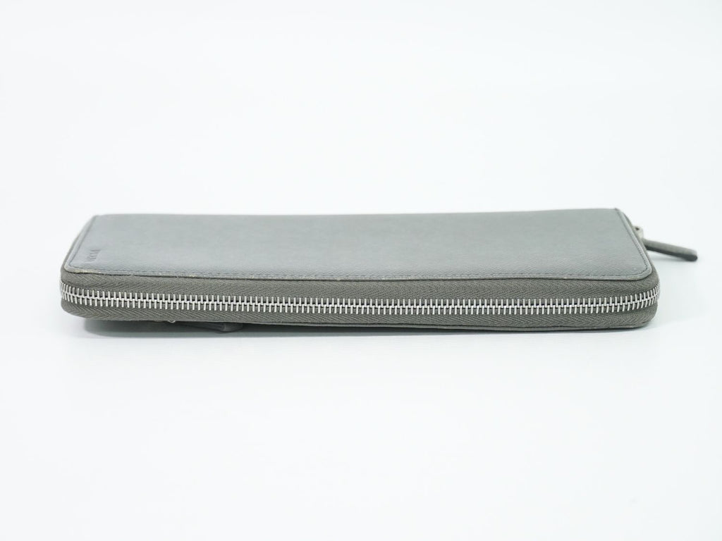 Prada Leather Zip Around Wallet Gray — view 5