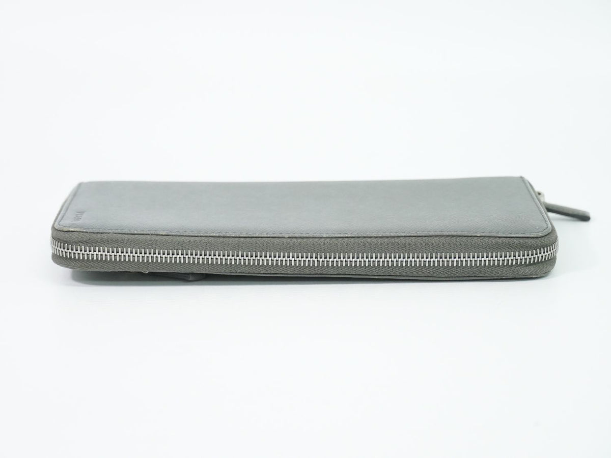 Prada Leather Zip Around Wallet Gray — view 5