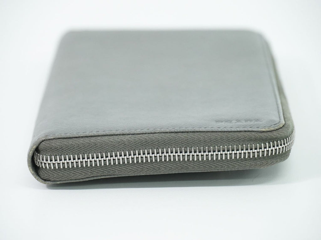 Prada Leather Zip Around Wallet Gray — view 4