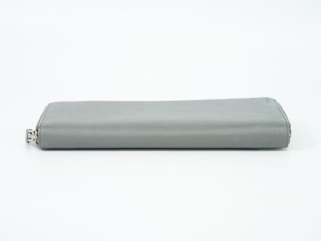 Prada Leather Zip Around Wallet Gray — view 3