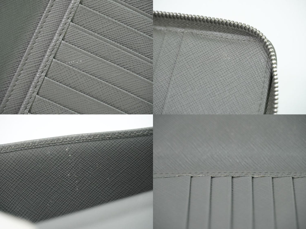 Prada Leather Zip Around Wallet Gray — view 8