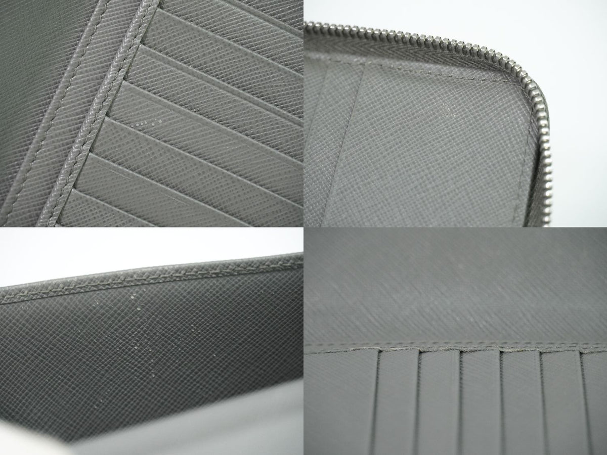 Prada Leather Zip Around Wallet Gray — view 8