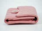 Chanel Quilted CC Logo Trifold Wallet Lambskin Leather Pink — view 4