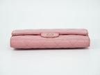 Chanel Quilted CC Logo Trifold Wallet Lambskin Leather Pink — view 3