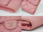 Chanel Quilted CC Logo Trifold Wallet Lambskin Leather Pink — view 6