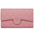 Chanel Quilted CC Logo Trifold Wallet Lambskin Leather Pink