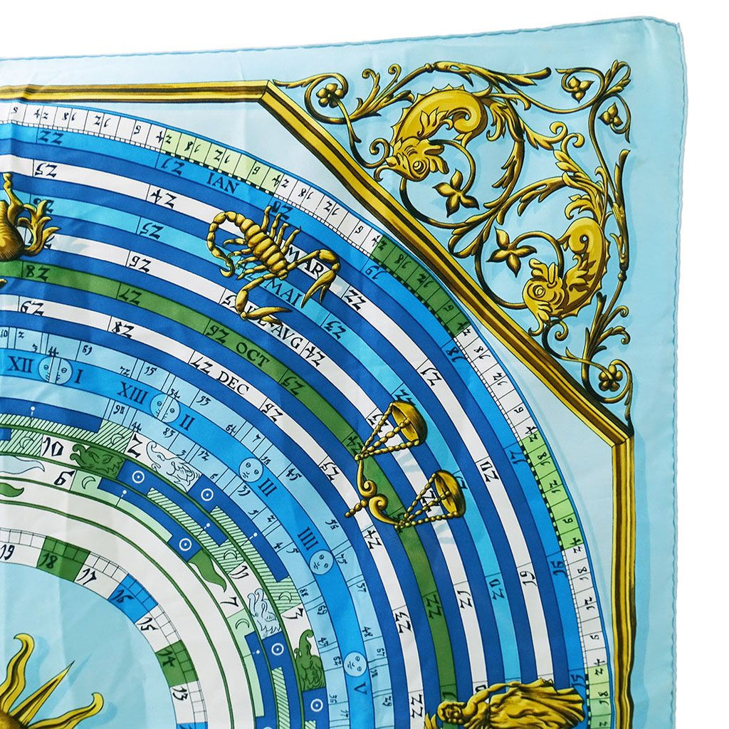 Hermes Scarf Carre 90 Dies Et Hore Astrology Silk Blue Large Constellation — view 3