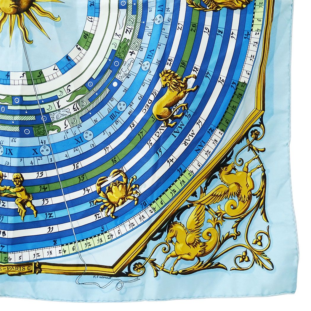 Hermes Scarf Carre 90 Dies Et Hore Astrology Silk Blue Large Constellation — view 5