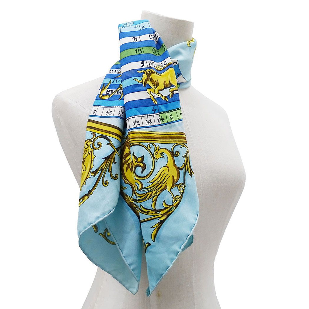 Hermes Scarf Carre 90 Dies Et Hore Astrology Silk Blue Large Constellation — view 7