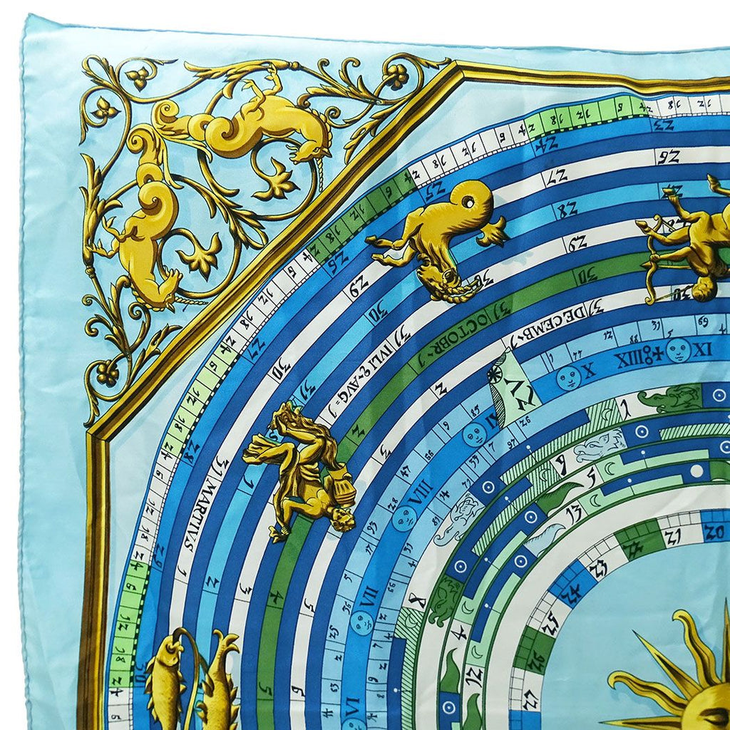 Hermes Scarf Carre 90 Dies Et Hore Astrology Silk Blue Large Constellation — view 2