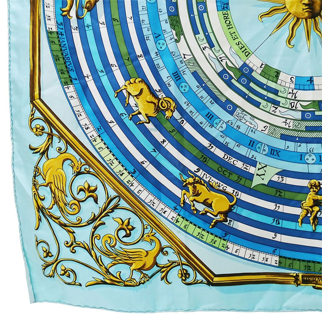 Hermes Scarf Carre 90 Dies Et Hore Astrology Silk Blue Large Constellation — view 4