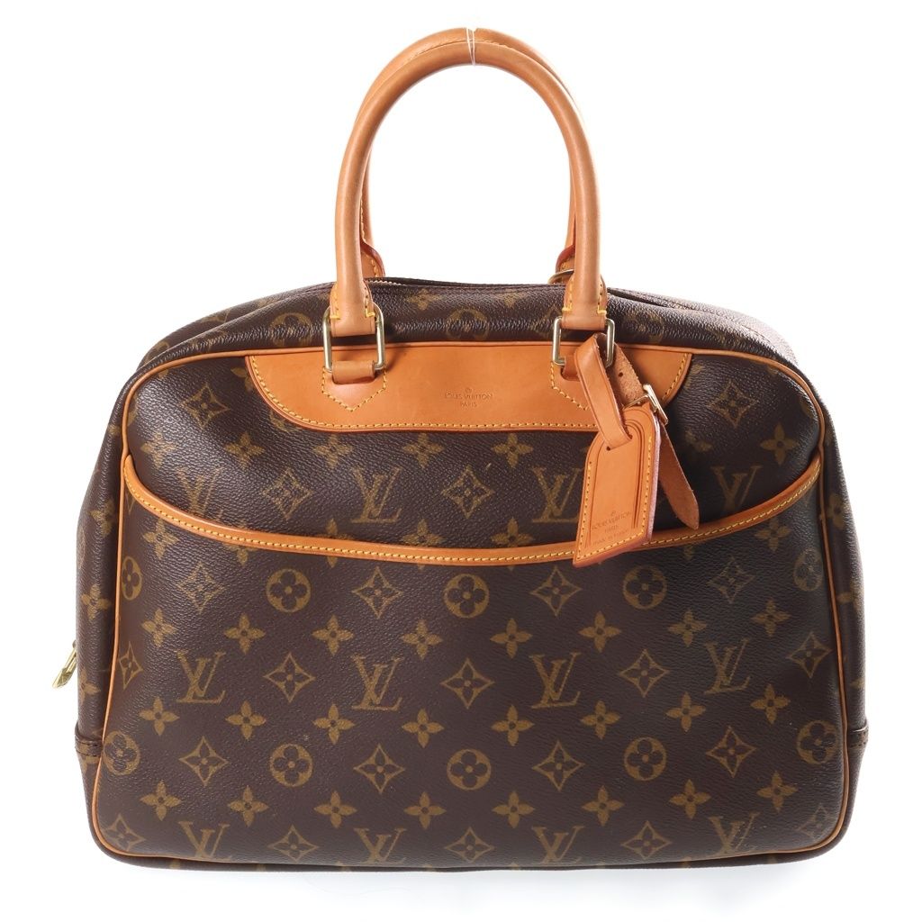 Louis Vuitton Monogram Deauville Handbag Brown Leather Gold