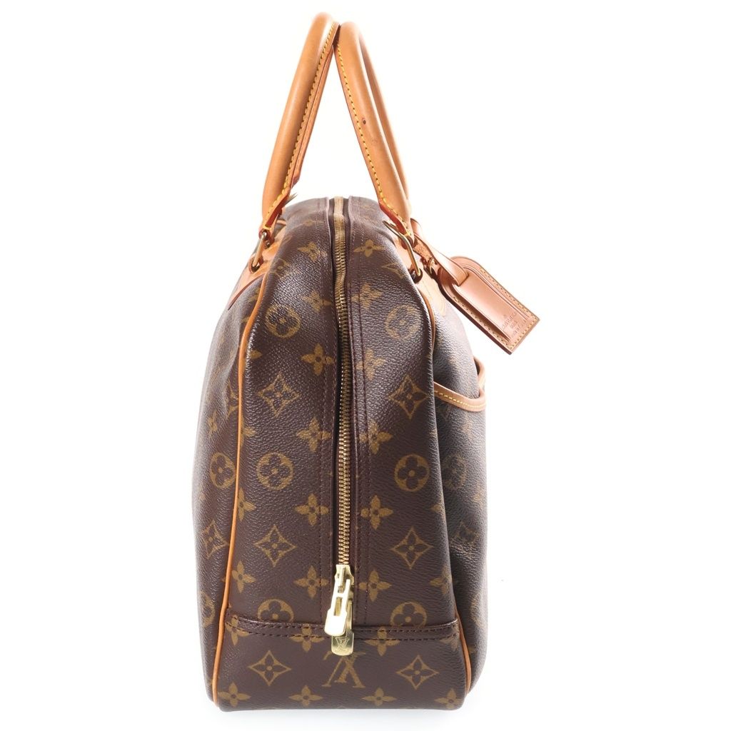 Louis Vuitton Monogram Deauville Handbag Brown Leather Gold — view 3