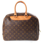 Louis Vuitton Monogram Deauville Handbag Brown Leather Gold — view 2